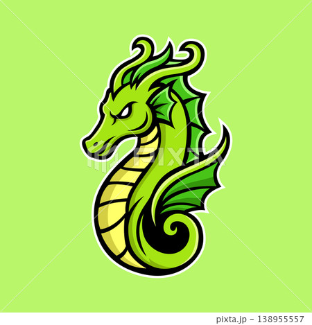 sea horse mascot logo illustration vector design template modern style 138955557