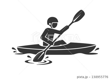 カヤックを漕ぐ人物のシルエットアイコン 138955776