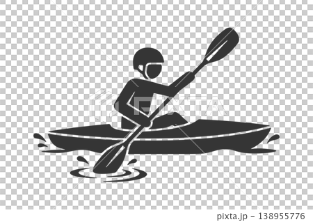 カヤックを漕ぐ人物のシルエットアイコン 138955776