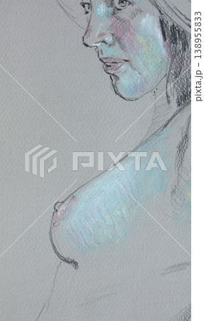 pencil drawing illustration, female portrait, sketch 138955833