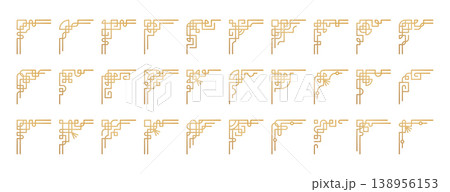 Chinese frame corners, gold japanese borders, asian vintage ornament decorative elements 138956153