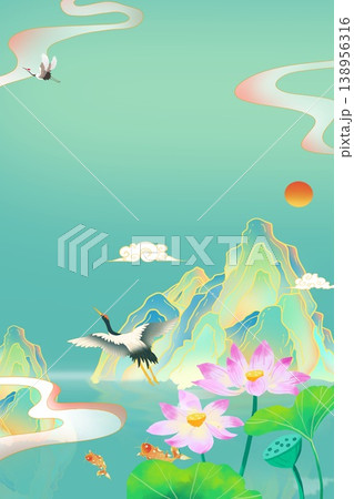 Natural and elegant lotus-themed illustration Natural and elegant lotus-themed illustration 138956316