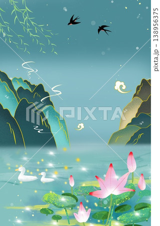 Natural and elegant lotus-themed illustration 138956375
