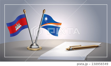 Small national flag of Colombia and Marshall Islands flag Relation, Template Vector Illustration 138956549
