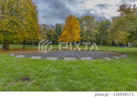 Park circle in Bergeres les Vertus with autumn trees Park circle in Bergeres les Vertus with autumn trees 138956573