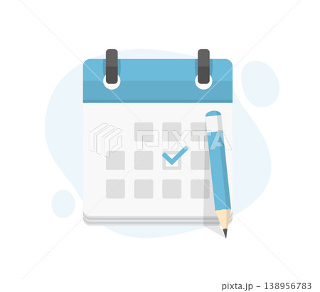 Calendar with Pencil and Checkmark Icon Calendar with Pencil and Checkmark Icon 138956783