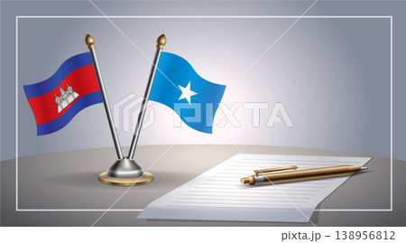 Small national flag of Colombia and Somalia flag Relation, Template Vector Illustration 138956812