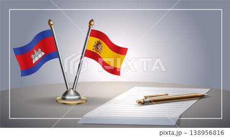 Small national flag of Colombia and Spain flag Relation, Template Vector Illustration 138956816