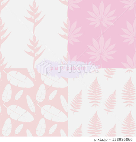 Pastel Botanical Patterns  Elegant Floral and Leaf Bundle 138956866