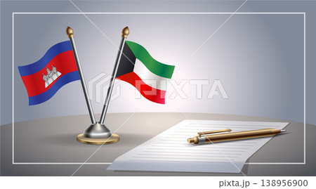 Small national flag of Colombia and Kuwait flag Relation, Template Vector Illustration 138956900