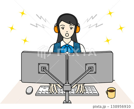 聴覚過敏の女性がイヤーマフを装着してPC作業中に驚く様子 聴覚過敏の女性がイヤーマフを装着してPC作業中に驚く様子 138956910