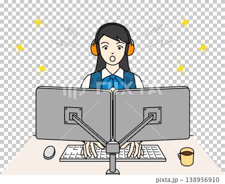 聴覚過敏の女性がイヤーマフを装着してPC作業中に驚く様子 聴覚過敏の女性がイヤーマフを装着してPC作業中に驚く様子 138956910