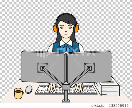 聴覚過敏の対策でイヤーマフを着用しPC作業をする女性 138956912