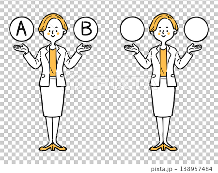 選項 A 和 B：職業婦女 2，全身像，向量圖（橘色） 138957484