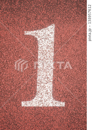 Number 1 on running track, first place concept 138957612
