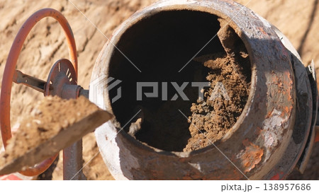 Dust Removal Process. Physically Demanding Task Of Clearing Dispersed Construction Particles. Intensive Effort Involved In Displacing And Suspending Fine Debris From Mortar Removal 138957686