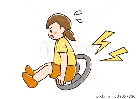 車内に閉じ込められてクラクションを座って鳴らす子ども 138957880