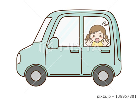 車内に閉じ込められて助けを求める子ども 138957881