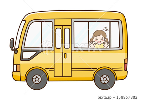 通園バスに閉じ込められて助けを求める子ども 138957882