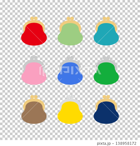 Cute coin purse icon set Cute coin purse icon set 138958172