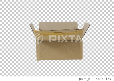 Open brown cardboard box with transparent background. 138958175