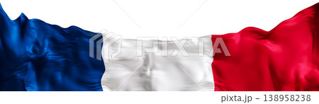 A cut out footer displays the national flag of France. The flag includes blue, white, and red colors and is placed on a clear background to highlight its features 138958238