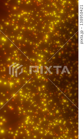 Warm golden bokeh particles floating in soft blur, glowing festive abstract background 138958421
