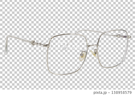 Modern oversized optical glasses with silver metallic rim isolated. Modern oversized optical glasses with silver metallic rim isolated. 138958579