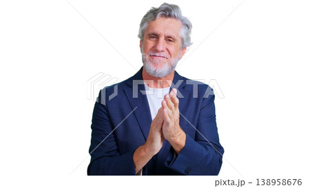 Senior man clapping hands showing support and success Senior man clapping hands showing support and success 138958676