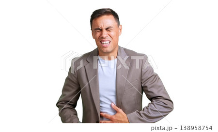 Man suffering from severe abdominal pain having indigestion Man suffering from severe abdominal pain having indigestion 138958754