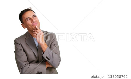 Mature man thinking contemplating new ideas transparent background Mature man thinking contemplating new ideas transparent background 138958762