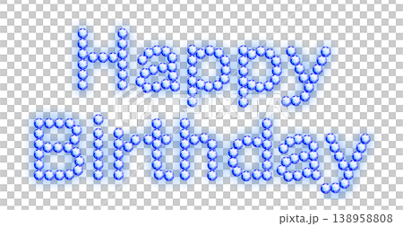 Happy Birthday logo with blue glowing rhinestones or gemstones Happy Birthday logo with blue glowing rhinestones or gemstones 138958808