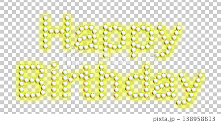 Happy Birthday logo with yellow glowing rhinestones or gemstones 138958813