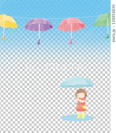 Umbrella Sky and Girl Illustration Umbrella Sky and Girl Illustration 138958830