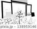 ミニマルな花屋の外観 手描きイラスト モノクロ背景素材 138959146