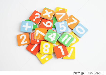 Number wood block cubes for learning Mathematic, education math. Number wood block cubes for learning Mathematic, education math. 138959219