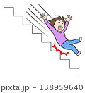 階段から足を踏み外して腰を打ちつけ転落する女性のイラスト 138959640