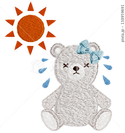 【夏バテシロクマ】手刺繍イラスト素材 【夏バテシロクマ】手刺繍イラスト素材 138959691