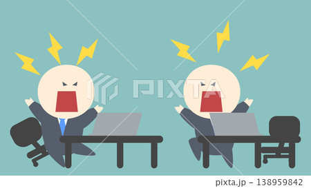 ビジネスイメージイラスト_会社で派手に喧嘩するビジネスマン ビジネスイメージイラスト_会社で派手に喧嘩するビジネスマン 138959842
