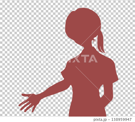 A woman in a polo shirt extends her hand; a caregiver or helper; a silhouette of someone comforting someone. 138959947