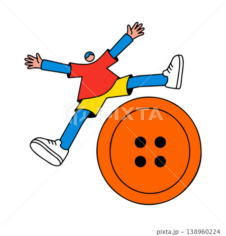 Stylized Person Leaping Over a Button Stylized Person Leaping Over a Button 138960224