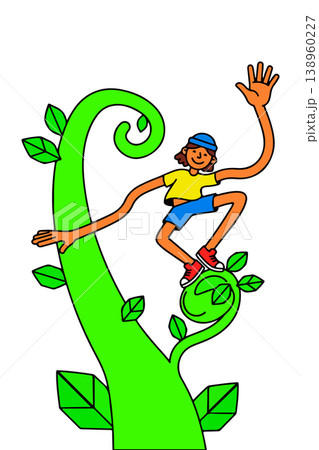 Boy Climbing a Bean Stalk Boy Climbing a Bean Stalk 138960227