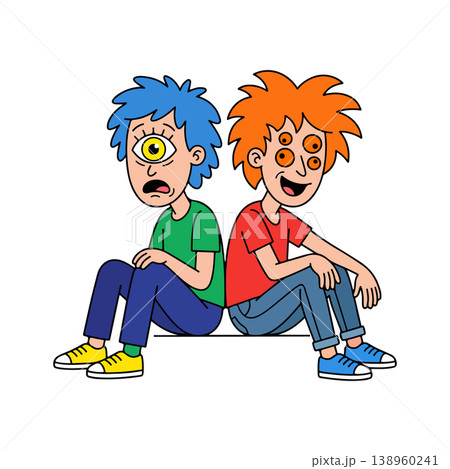 Cartoon Boys with Multiple Eyes Cartoon Boys with Multiple Eyes 138960241