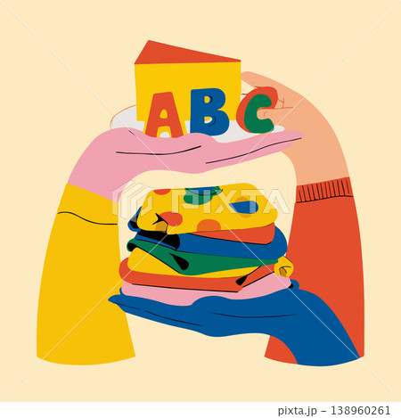 Hands Holding Colorful ABC Blocks 138960261