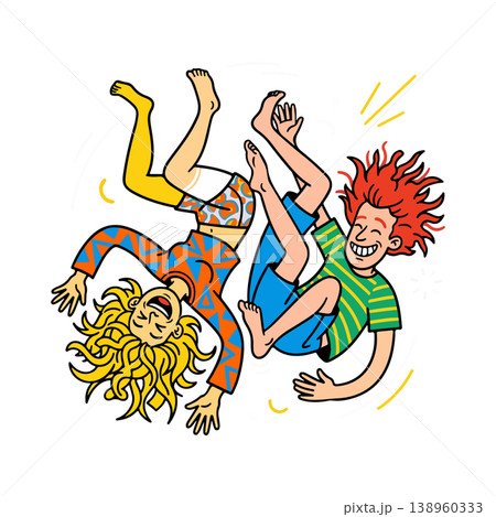 Cartoon Friends Playing Upside Down 138960333