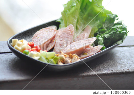 pickled pork sausage, fermented pork and chili or sour pork with vegetable 138960369