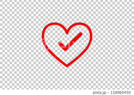 Red Heart Check Icon Symbolizing Approval, Health, Love, Trust and Success Red Heart Check Icon Symbolizing Approval, Health, Love, Trust and Success 138960450