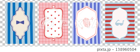 かわいいフレーム 背景 壁紙 ベクター イラスト ストライプ チェック 138960504