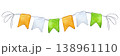 Watercolor Irish garland of flags waving downwind. Saint Patrick's Day. National colors green white orange. Hand drawn illustration isolated background. For postcard, invitation, printing, wrapping 138961110