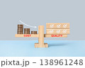 Coins with cost and wooden blocks with quality on balance scale. Increase quality and reduce cost represent quality and performance optimization for business strategy and resource efficiency vouch. 138961248